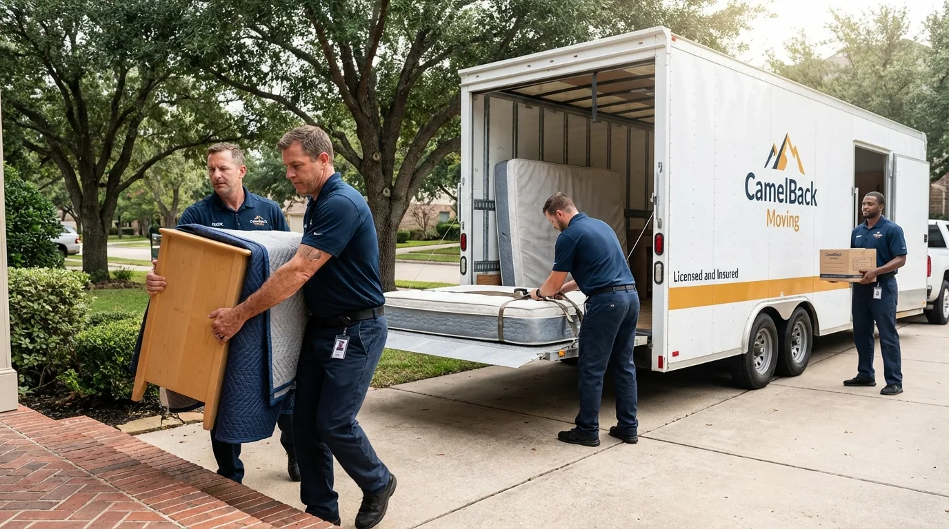 Crew loading residential truck for cross-state move from Ocilla, GA