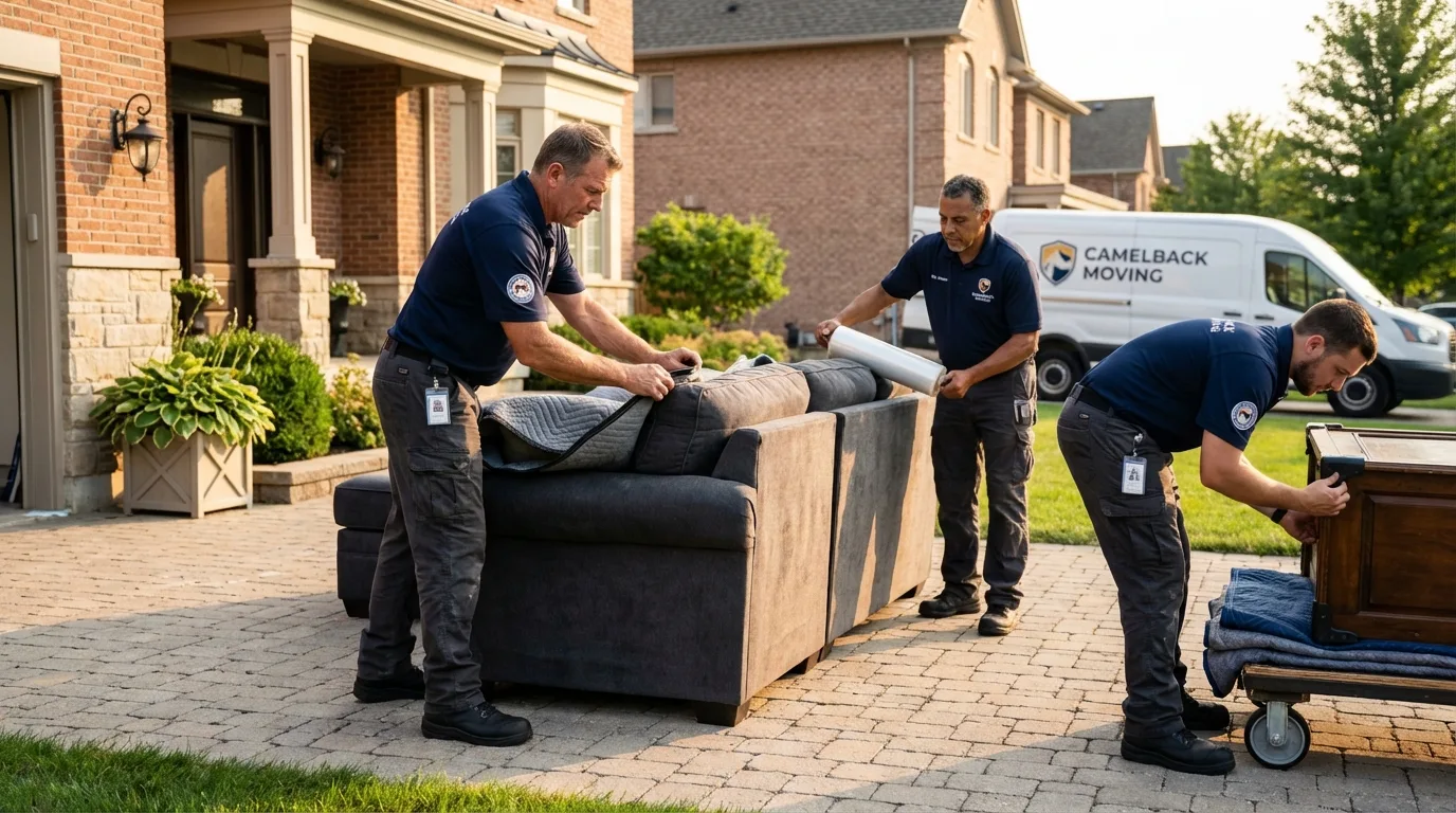 Large estate moving crew wrapping furniture in Ocilla, GA